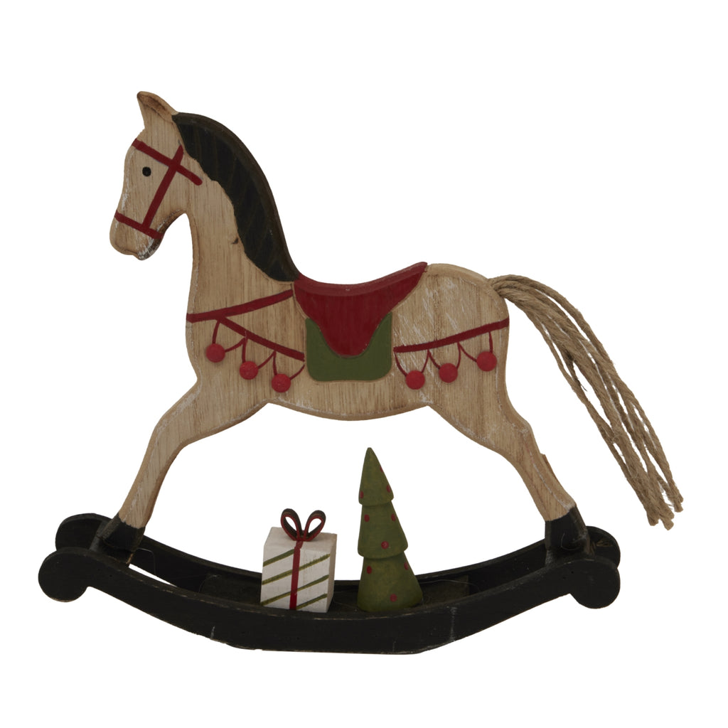 Rustic Decorated Rocking Horse in rustic painted finish