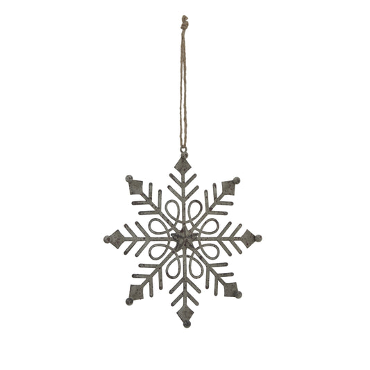 Rustic Hanging Gem Snowflake Decoration