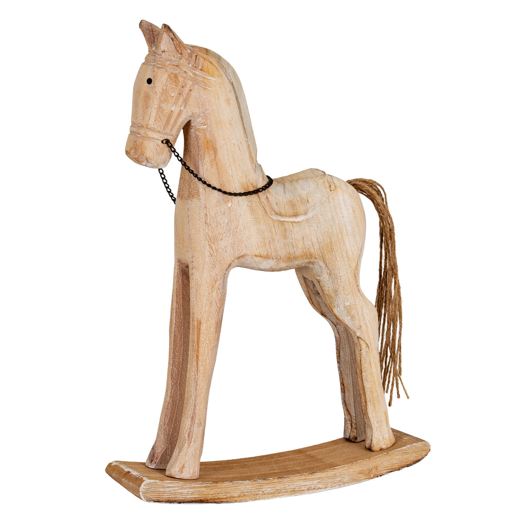 Large Natural Rustic Rocking Horse in natural wood finish