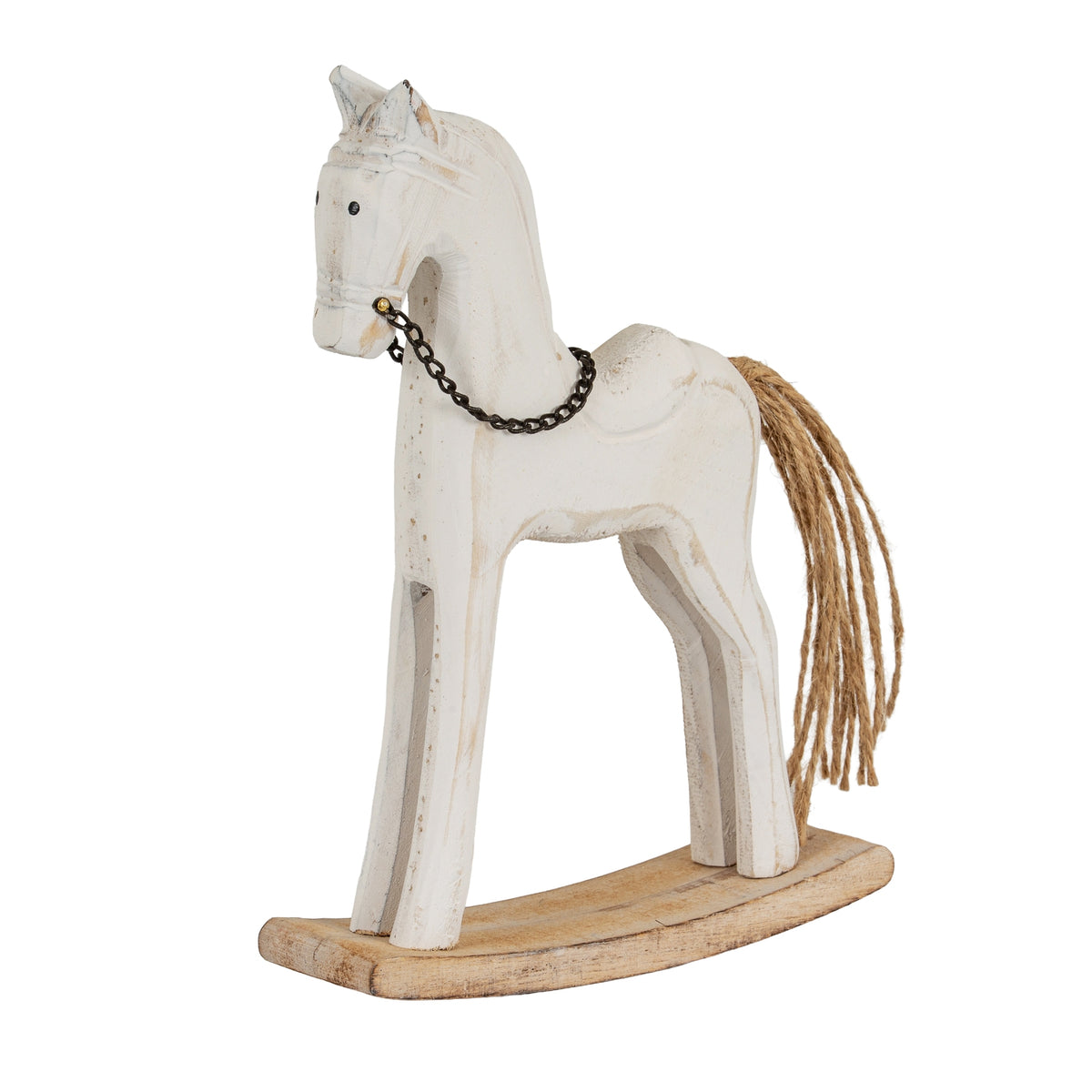 Whitewashed Rustic Rocking Horse in whitewashed finish
