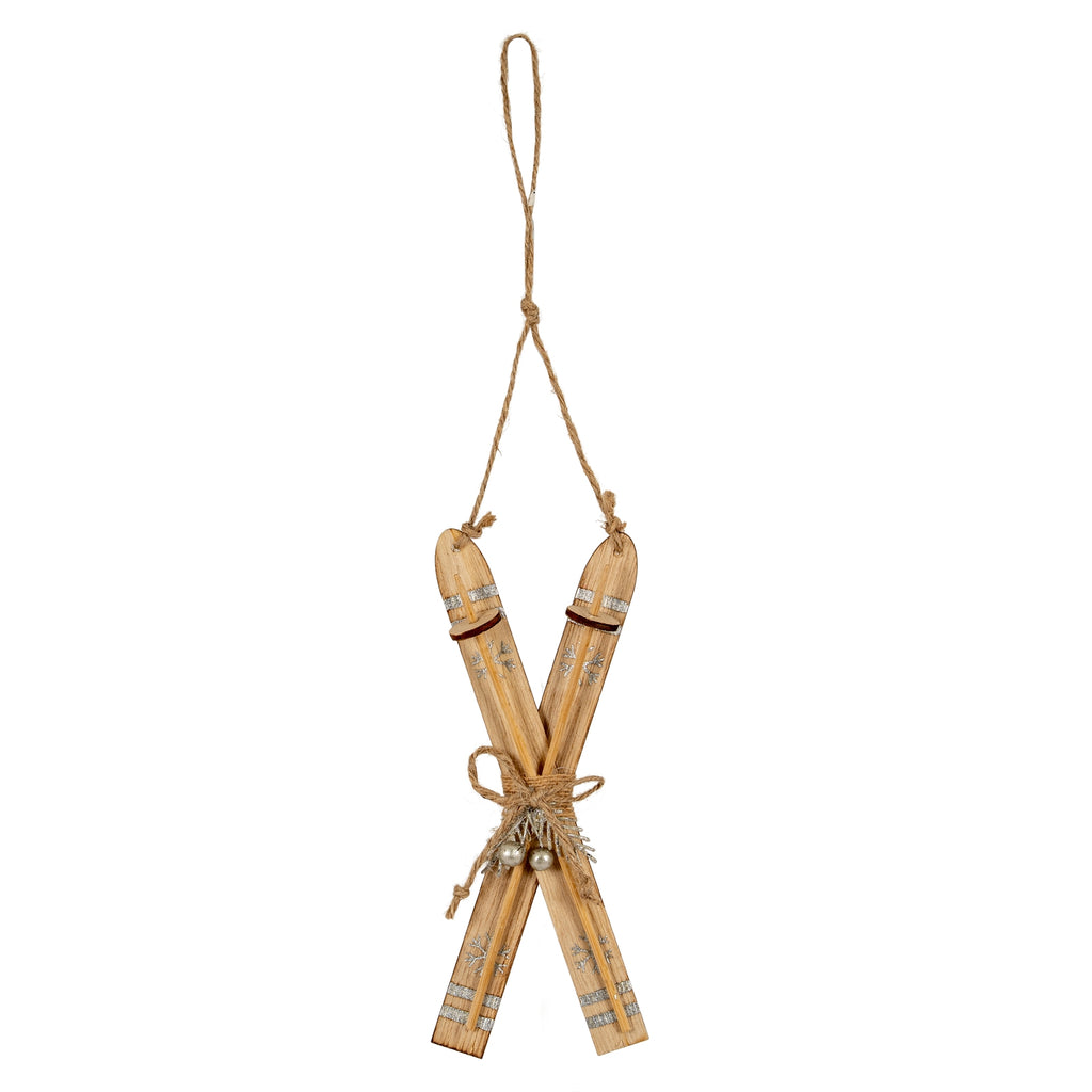 Natural Rustic Crossed Skis in natural wood finish