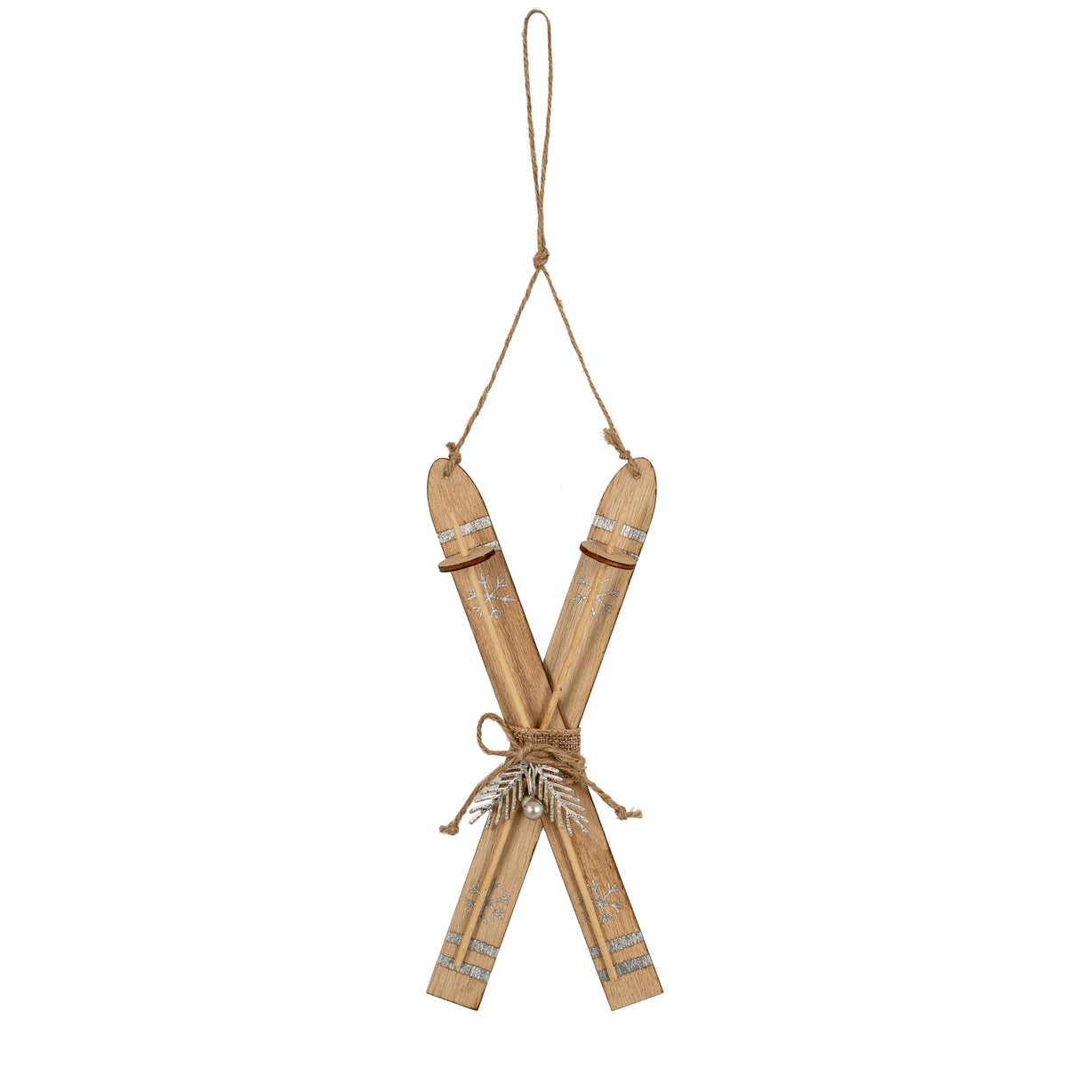 Large Natural Rustic Crossed Skis in natural wood finish