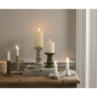 Alora Ceramic Snowflake Candle Holder On Wood Base