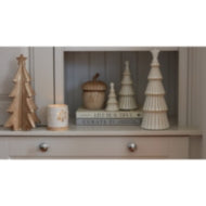 Alora Ceramic Snowflake Candle Holder On Wood Base