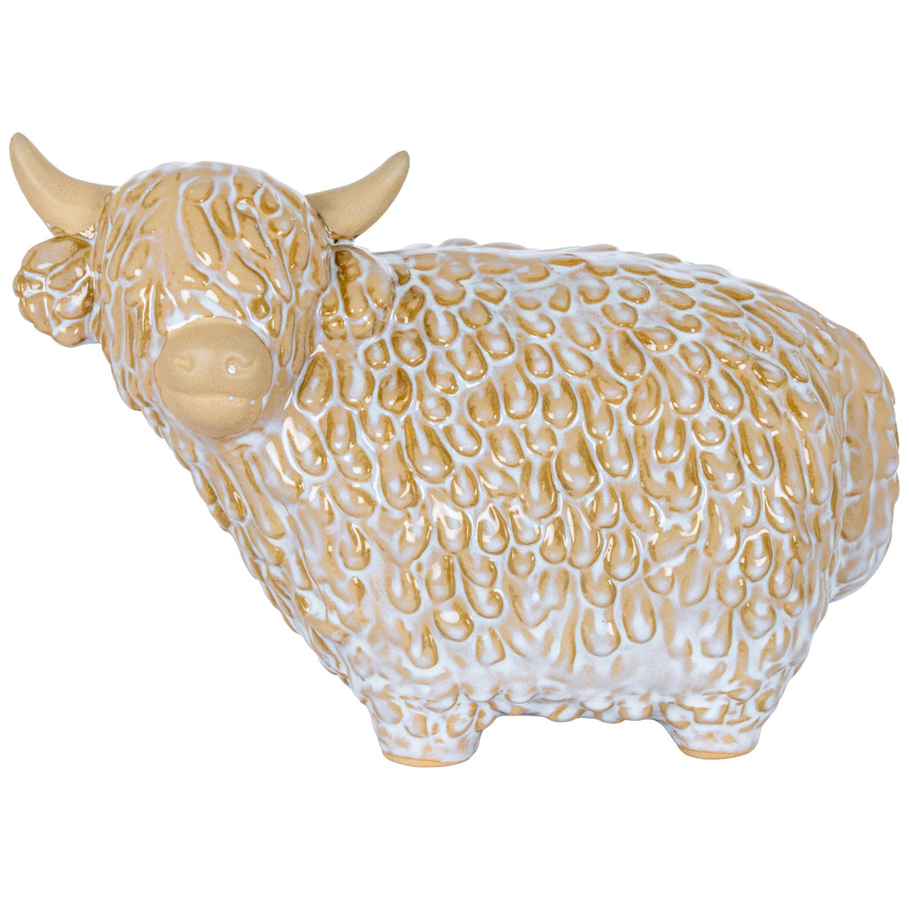 Large Alora Ceramic Highland Cow in white