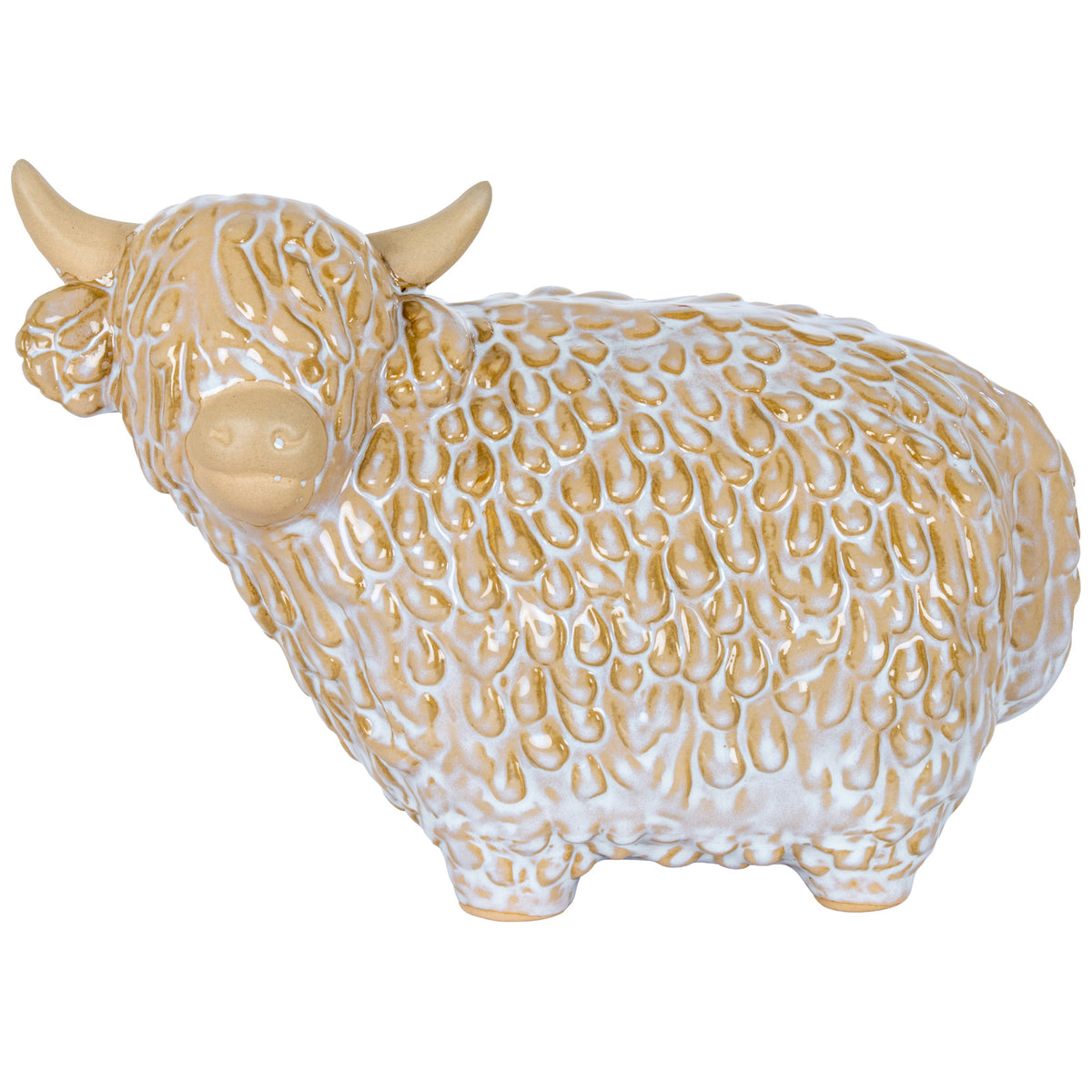 Large Alora Ceramic Highland Cow in white