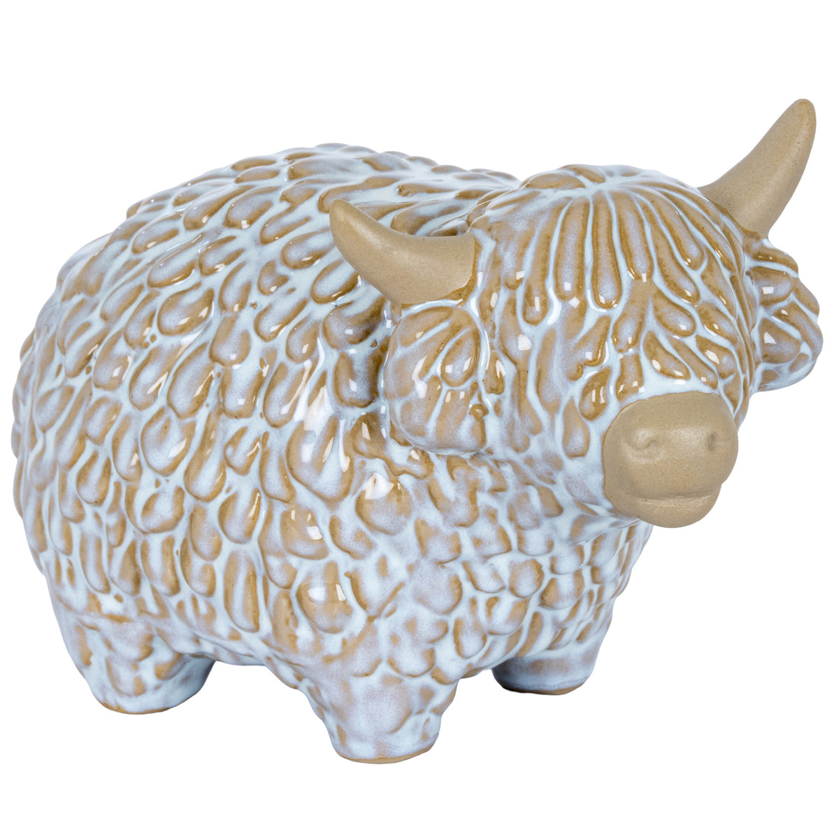 Medium Alora Ceramic Highland Cow in white
