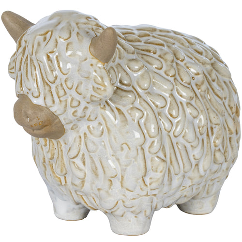 Alora Ceramic Highland Cow in white