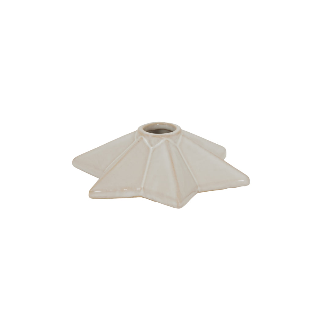 Alora Ceramic Angled Star Candle Holder in white
