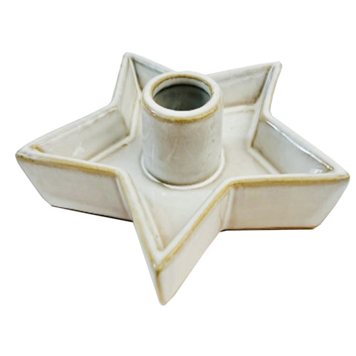 Alora Ceramic Star Candle Holder in white