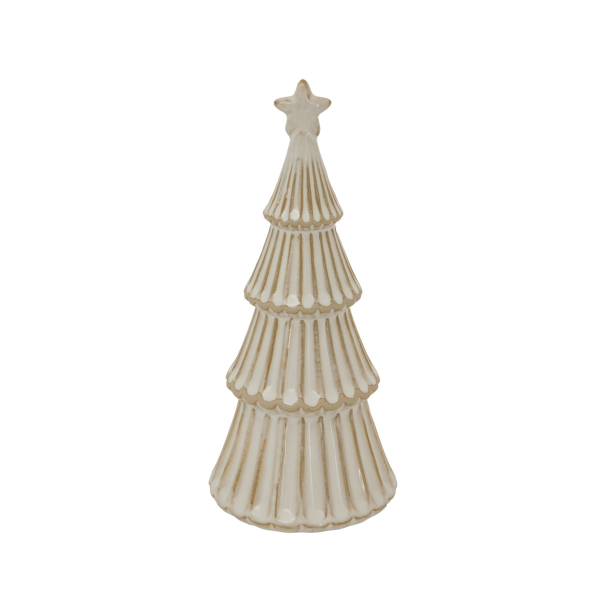 Medium Alora Ceramic Snowy Layered Tree With Star in white
