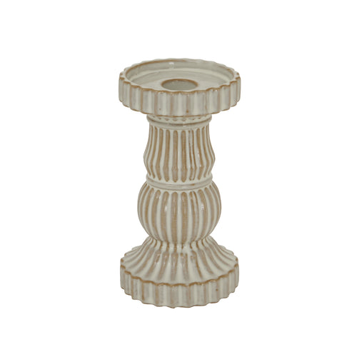 Alora Ceramic Pillar Candle Holder in white