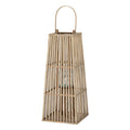 Medium Silo Wicker Lantern With Glass Holder in brown styled interior setting, luxury home decor