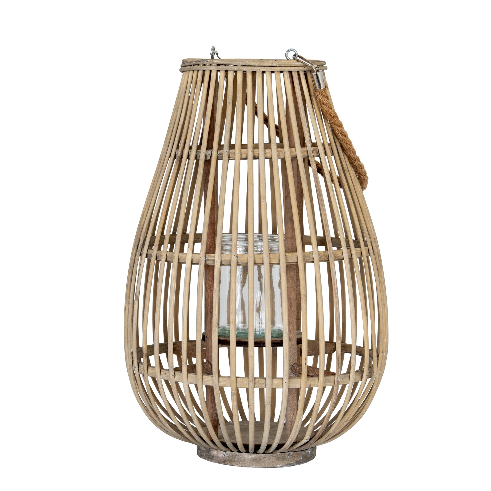 Large Ellipse Wicker Lantern With Glass Holder in brown styled interior setting, luxury home decor