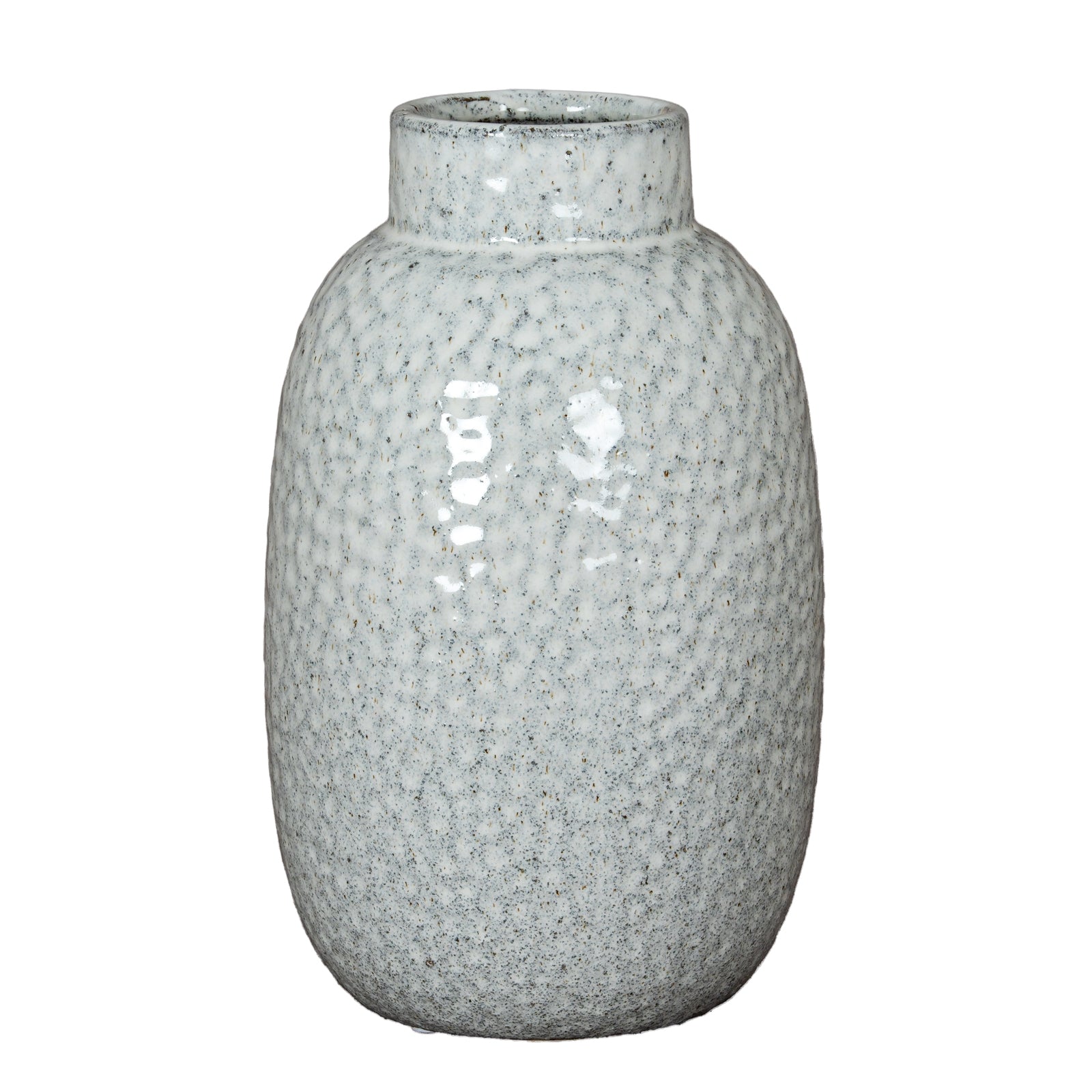 Cairn Dimple Medium Vase CERAMIC in white displayed on a console table, luxury home decor