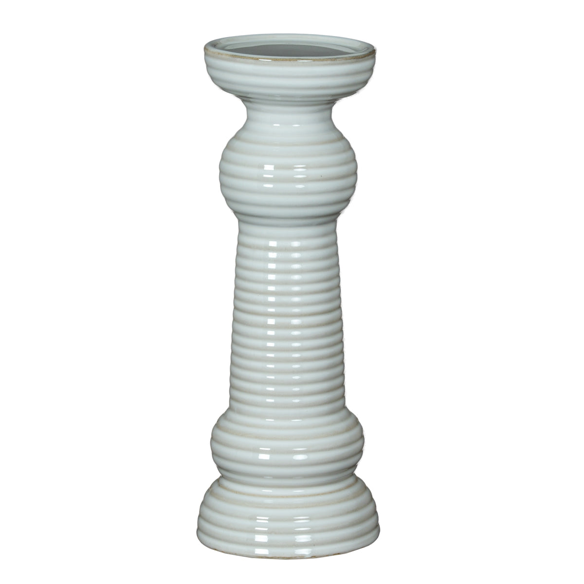 Sile Medium Pillar Candle Holder in white, made from ceramic