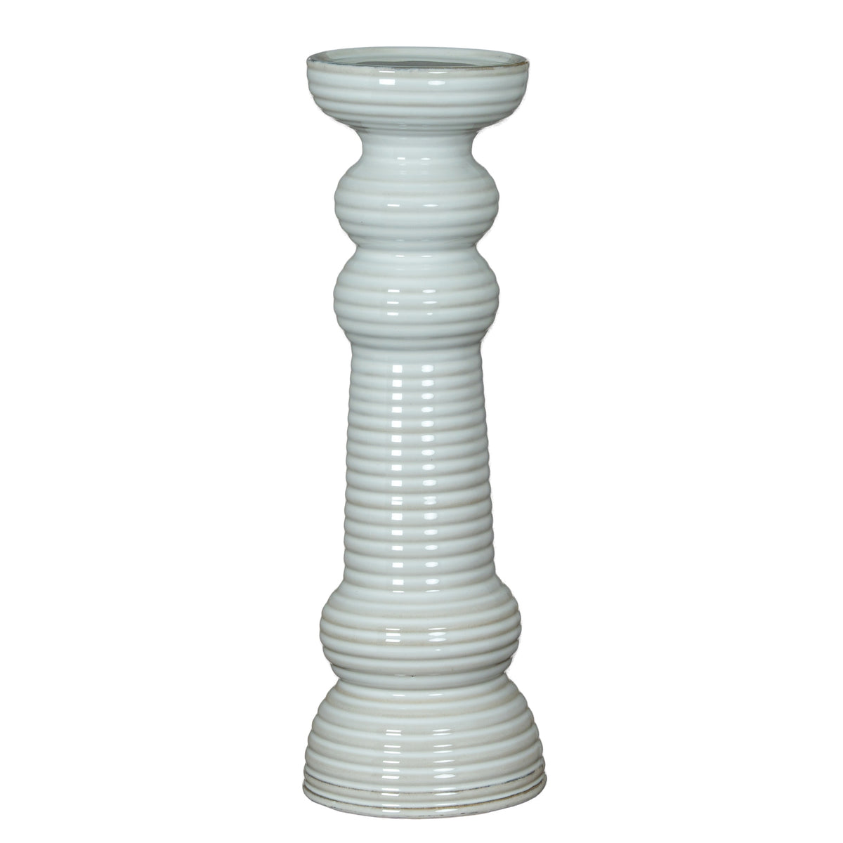 Sile Large Pillar Candle Holder in white, made from ceramic
