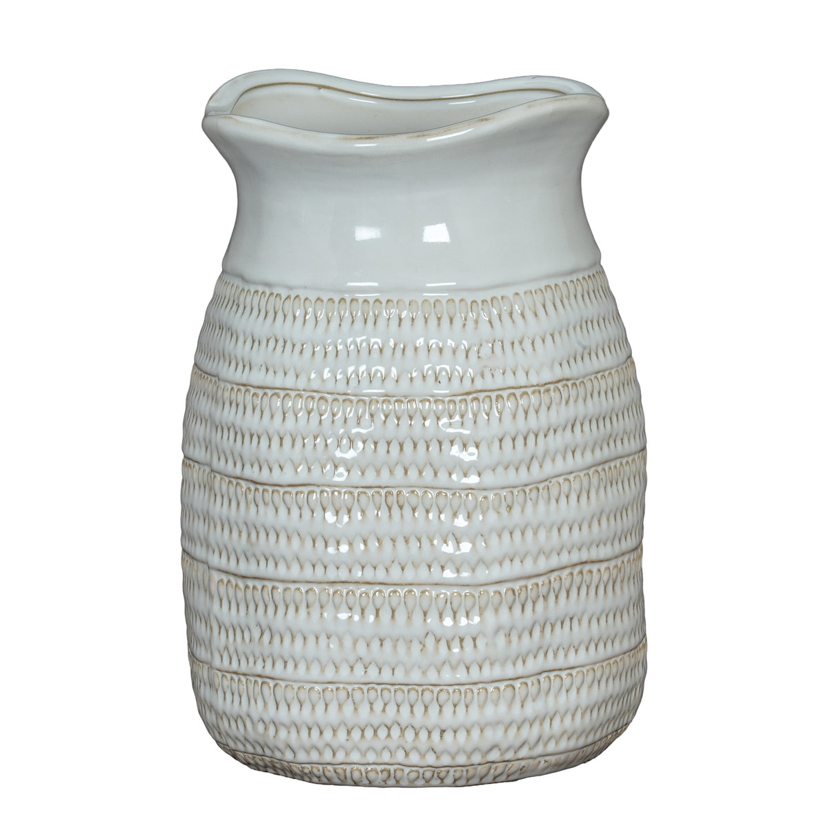 Tava Medium Hewn Vase in white, made from ceramic
