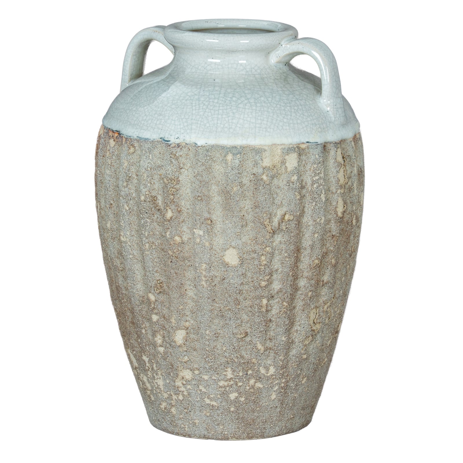 Thorne Large Amphora Vase CERAMIC in white displayed on a console table, luxury home decor