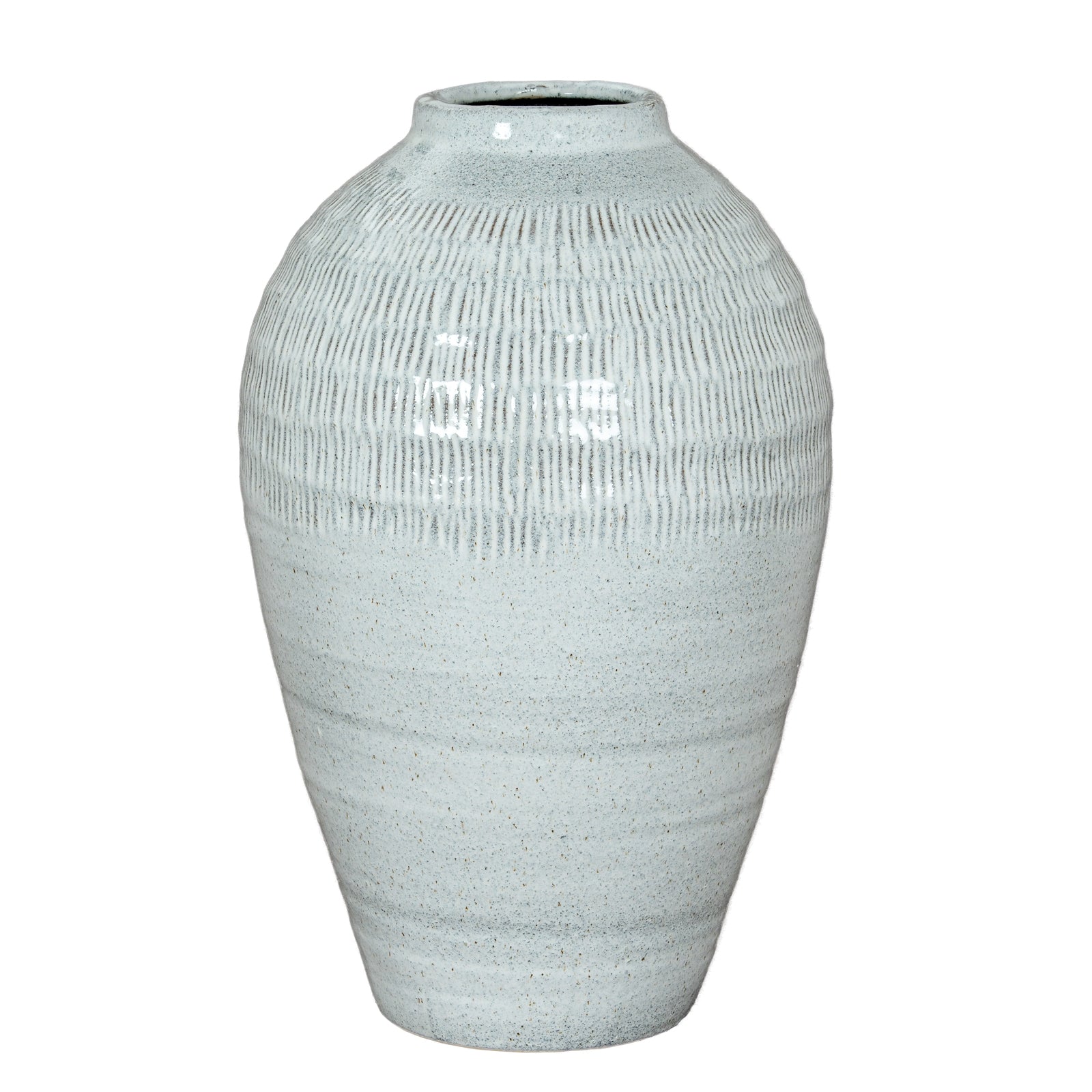 Kemi Medium Olpe Vase CERAMIC in white displayed on a console table, luxury home decor