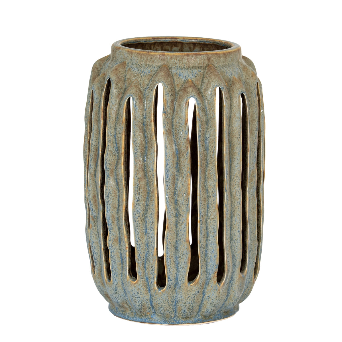 Capella Lantern Candle Holder in grey, made from ceramic