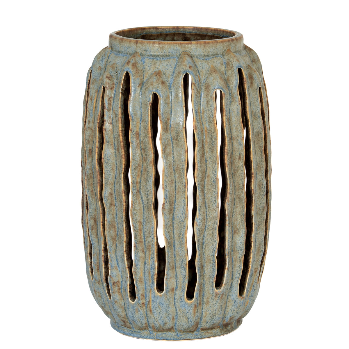 Capella Tall Lantern Candle Holder in grey, made from ceramic