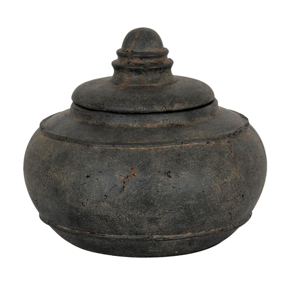 Dusk Large Pot With Lid in black, made from ceramic