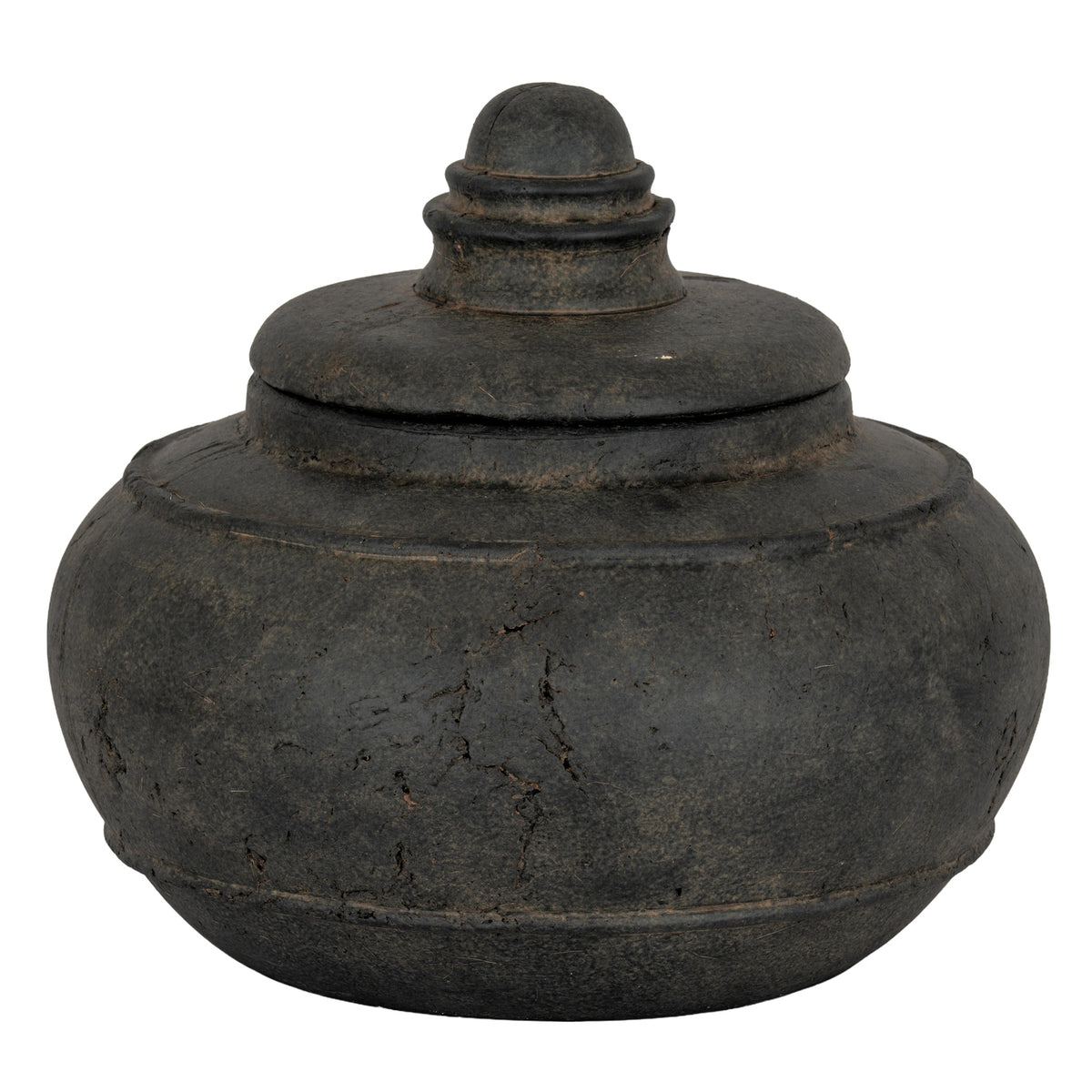 Dusk Medium Pot With Lid in black, made from ceramic