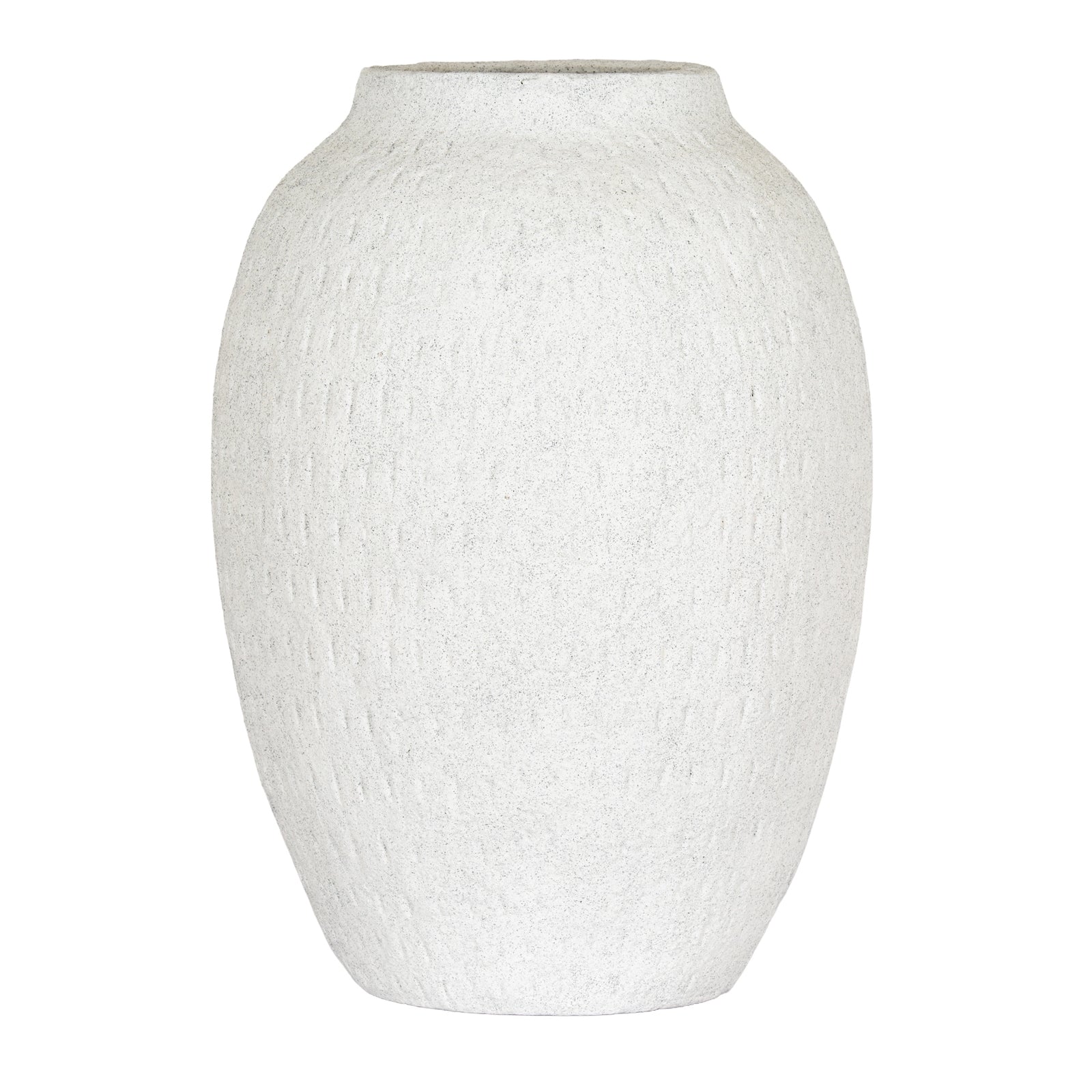 Ashen Large Tall Vase CERAMIC in white displayed on a console table, luxury home decor