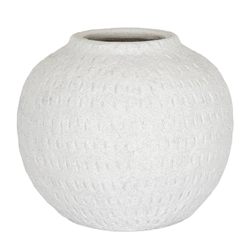 Ashen Large Round Vase in white, made from ceramic