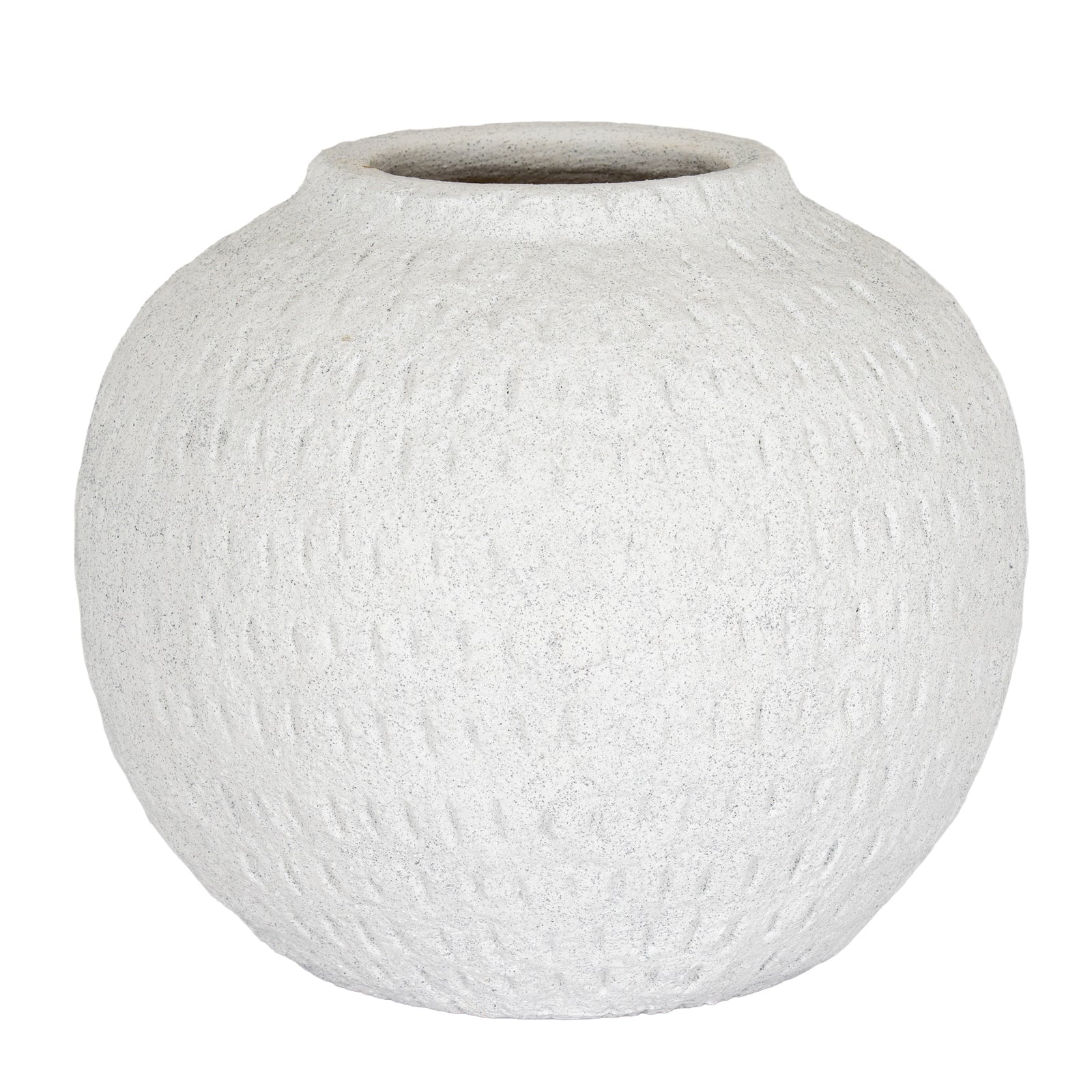 Ashen Large Round Vase CERAMIC in white displayed on a console table, luxury home decor