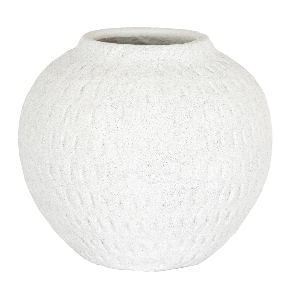 Ashen Medium Round Vase in white, made from ceramic