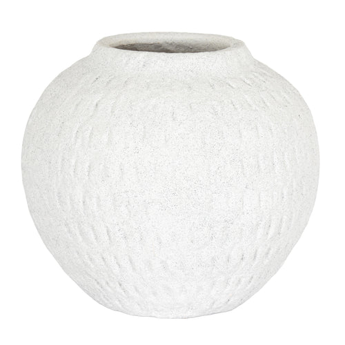 Ashen Medium Round Vase in white, made from ceramic