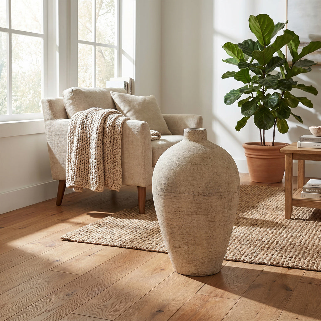 Morrow Large Vase in cream, made from ceramic