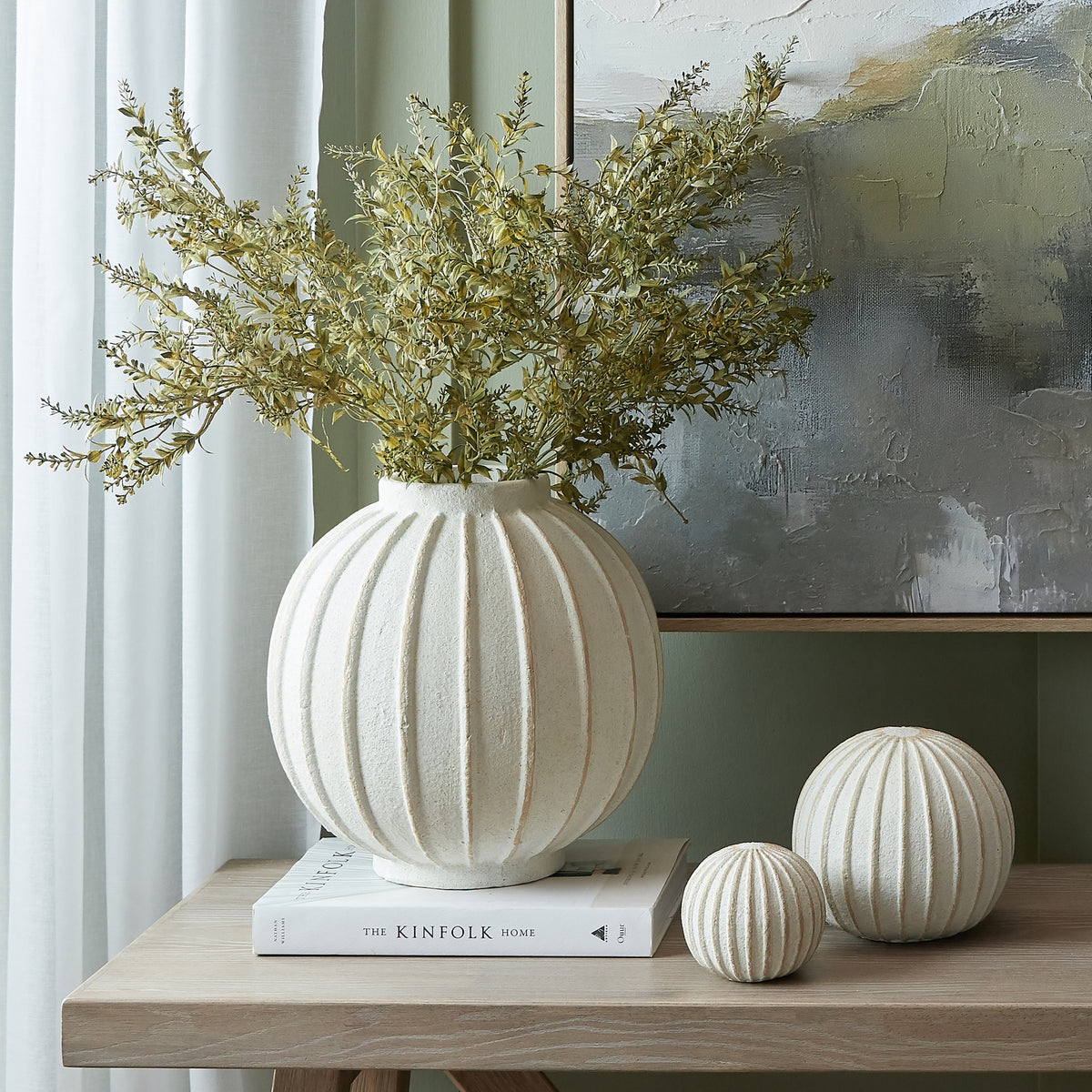 Grove Large Globe Vase in white, made from ceramic