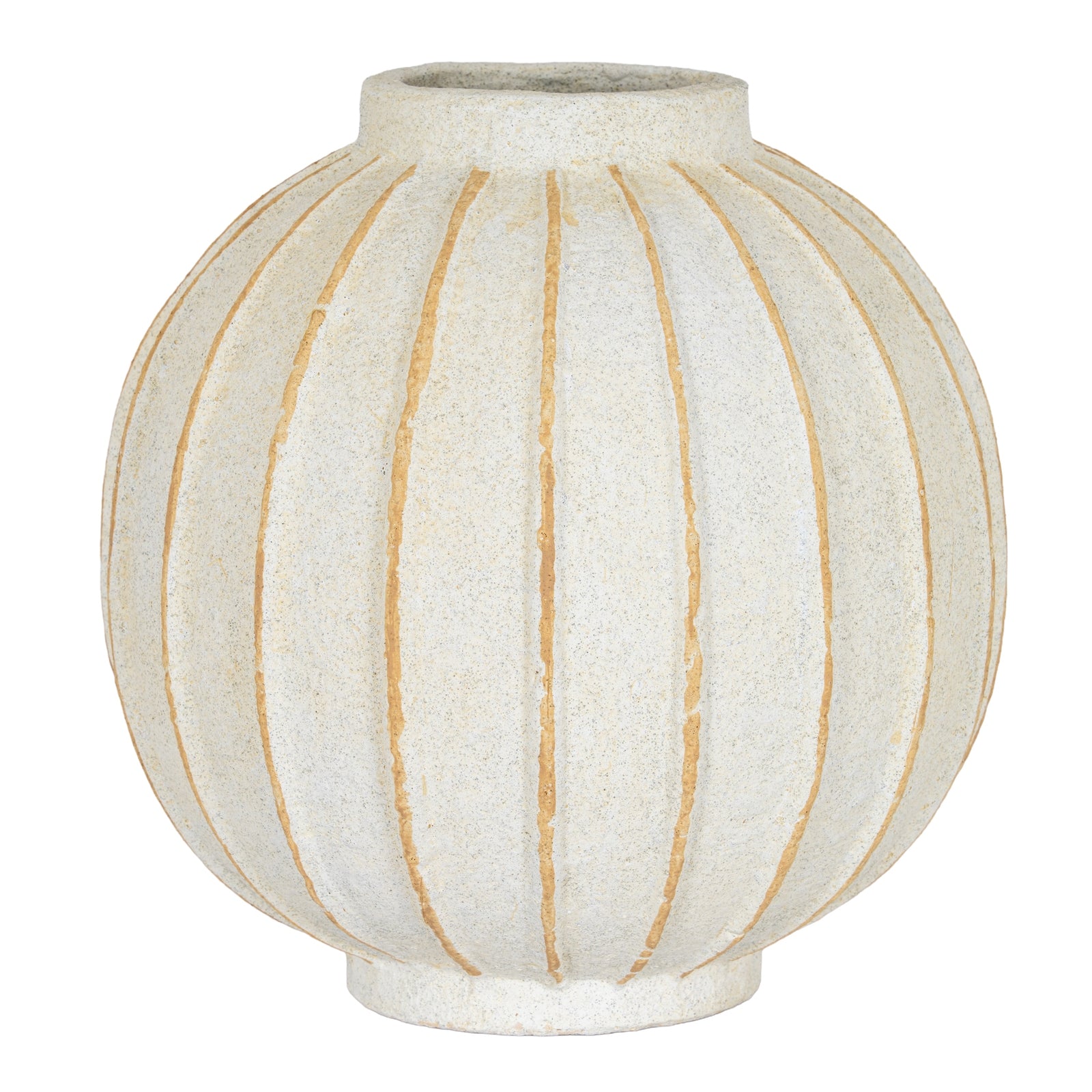 Grove Large Globe Vase CERAMIC in white displayed on a console table, luxury home decor