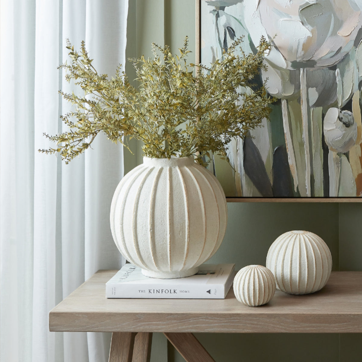 Grove Globe Vase in white, made from ceramic
