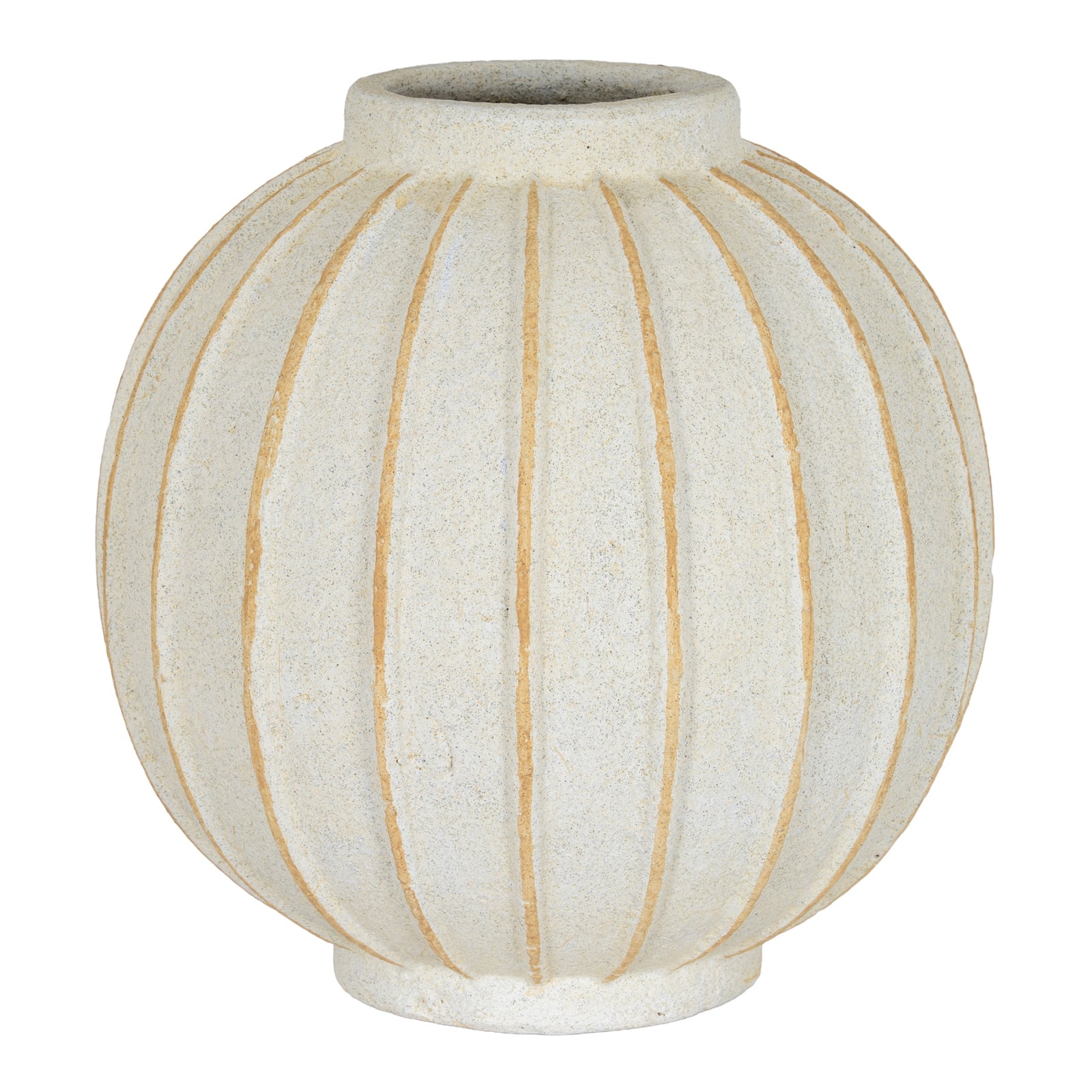 Grove Globe Vase CERAMIC in white displayed on a console table, luxury home decor