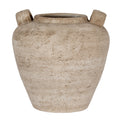 Terra Large Urn Vase With Handles CERAMIC in brown displayed on a console table, luxury home decor