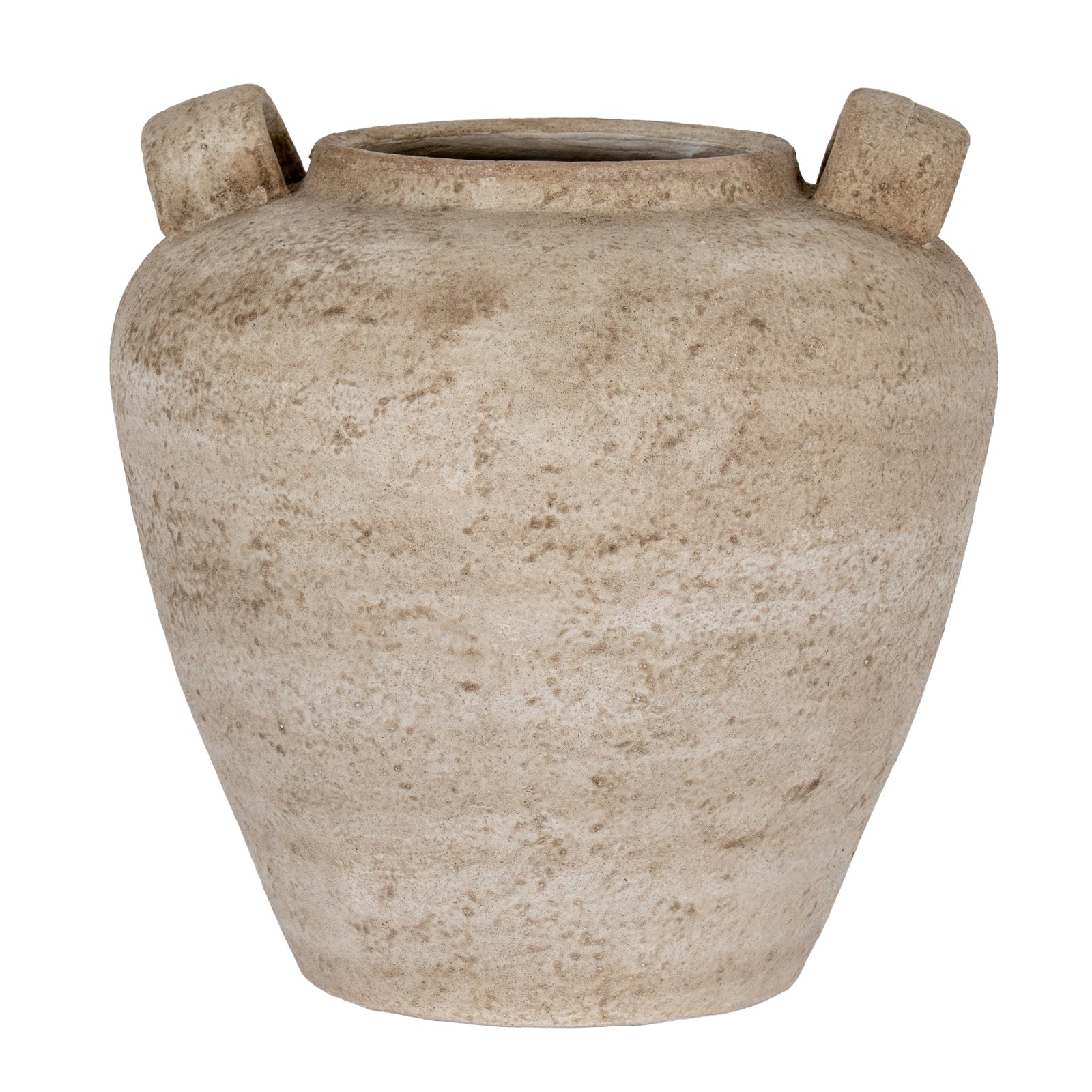 Terra Large Urn Vase With Handles CERAMIC in brown displayed on a console table, luxury home decor