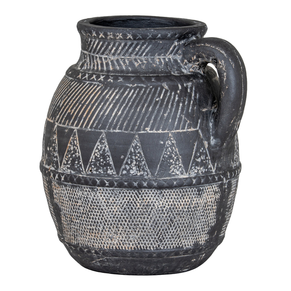 Etched Collection Tall Jug in black, made from ceramic