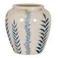 Small Blue Flora Olpe Vase CERAMIC in white displayed on a console table, luxury home decor