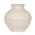 Medium Olympia Terracotta Vase CERAMIC in white displayed on a console table, luxury home decor