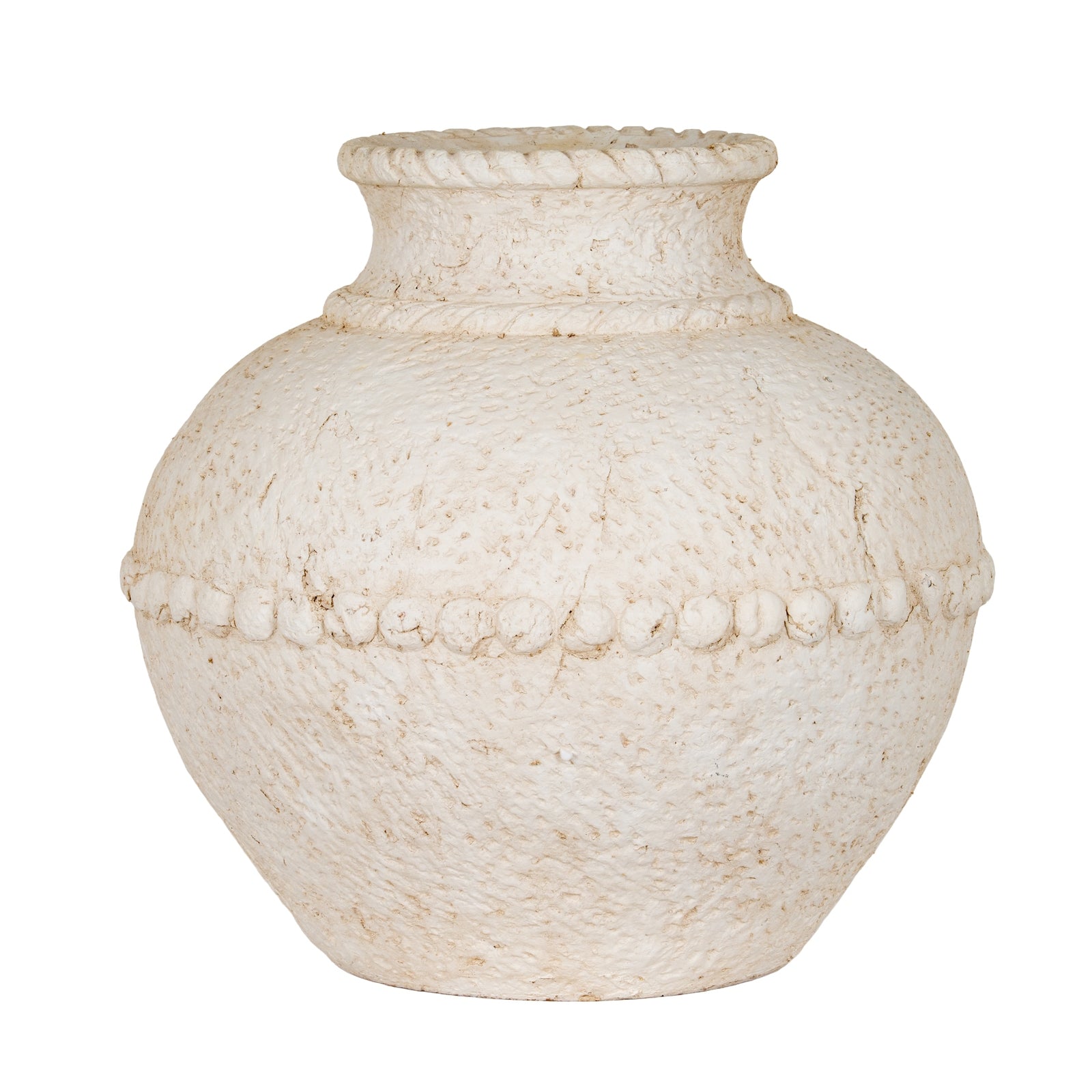Medium Olympia Terracotta Vase CERAMIC in white displayed on a console table, luxury home decor