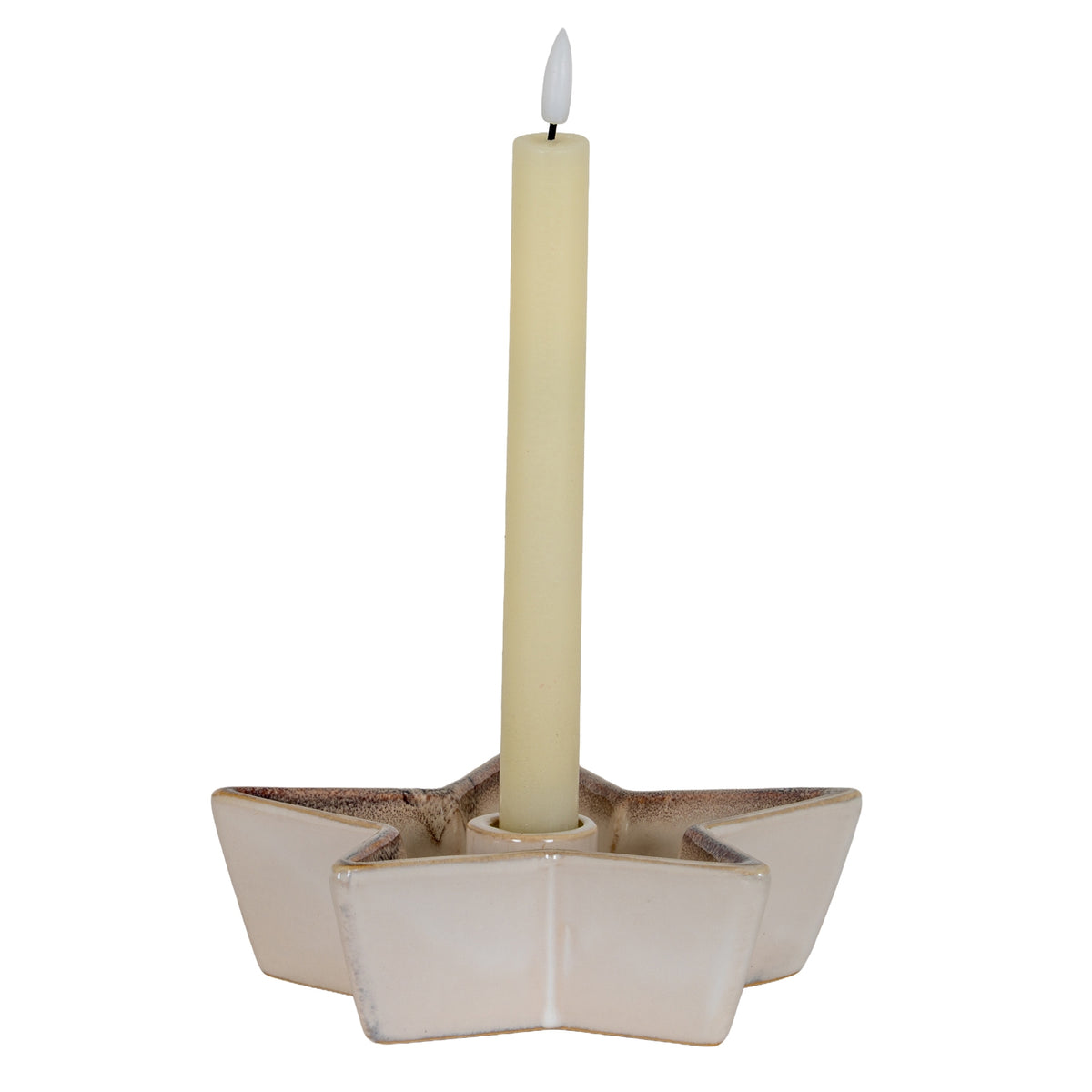 Small Solace Star Candle Holder in white, made from ceramic