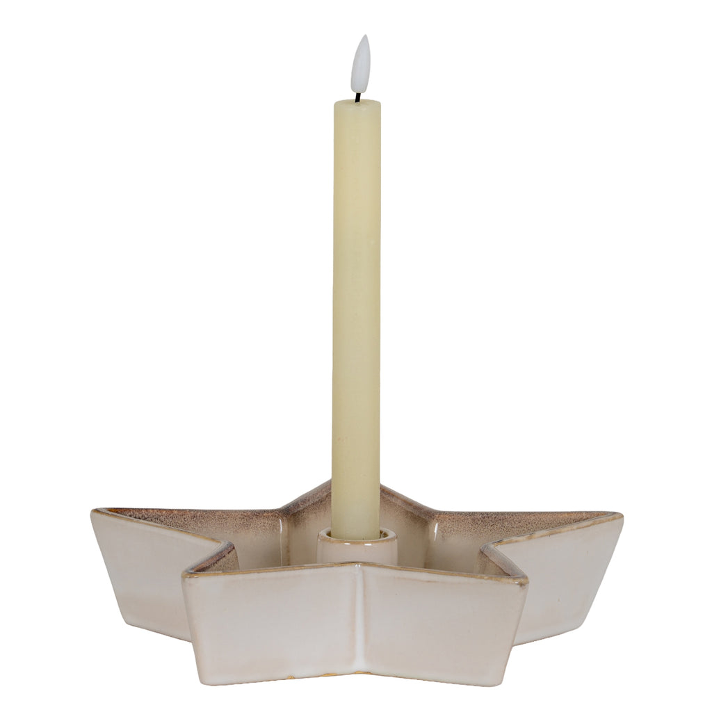 Large Solace Star Candle Holder in white, made from ceramic