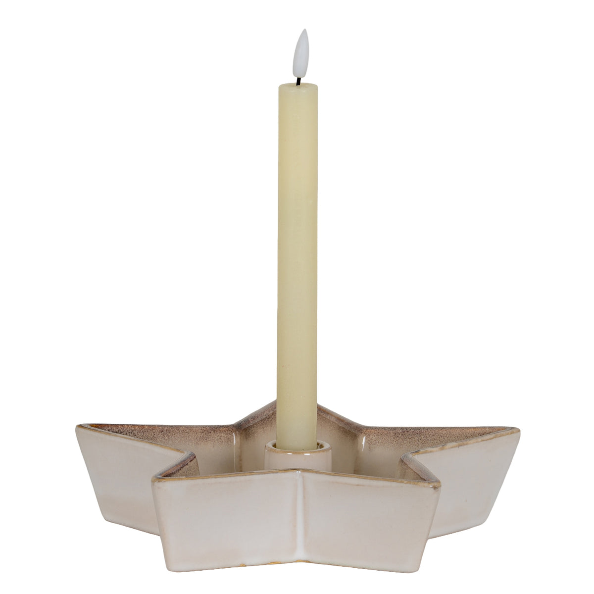 Large Solace Star Candle Holder in white, made from ceramic
