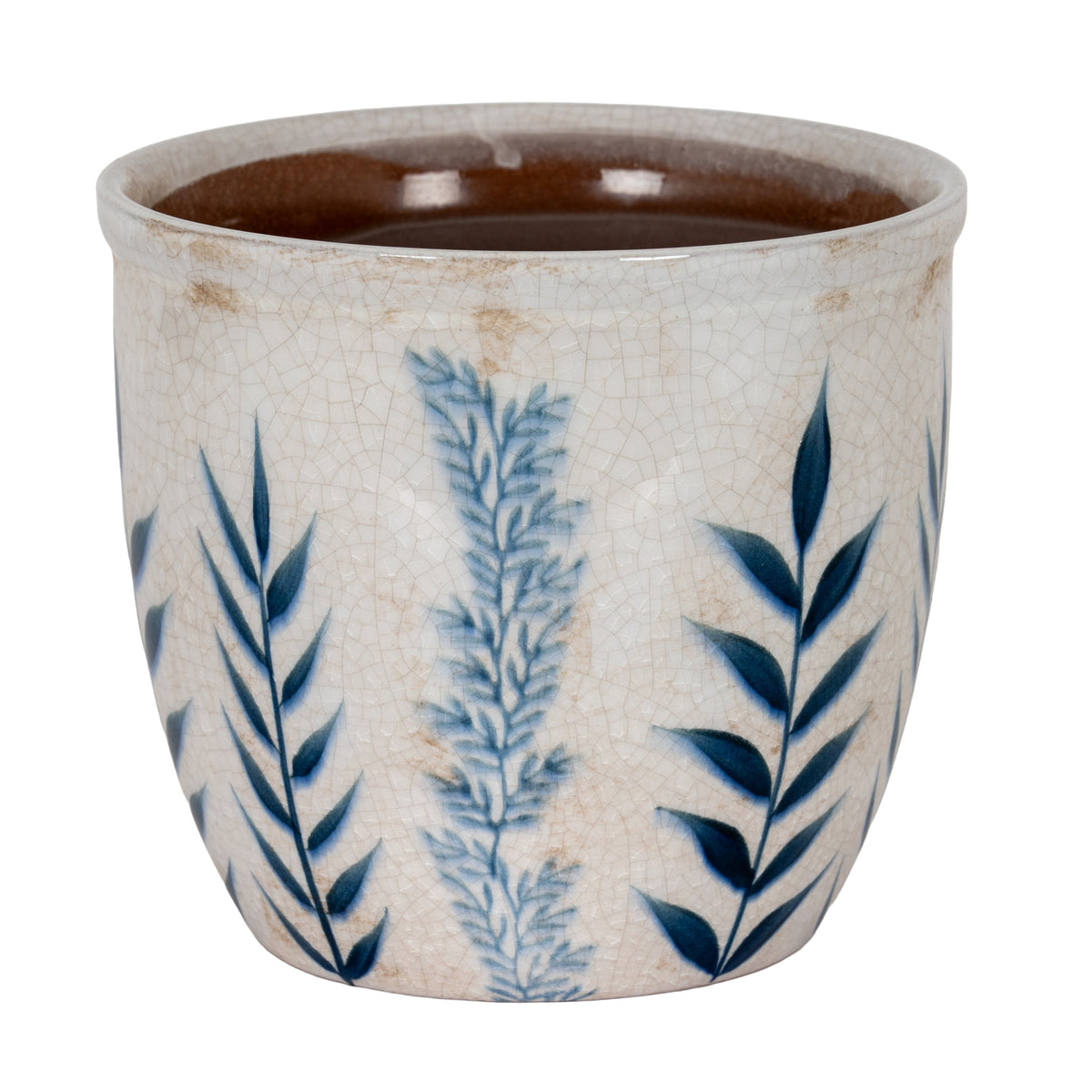 Small Blue Flora Planter Pot in white, made from ceramic