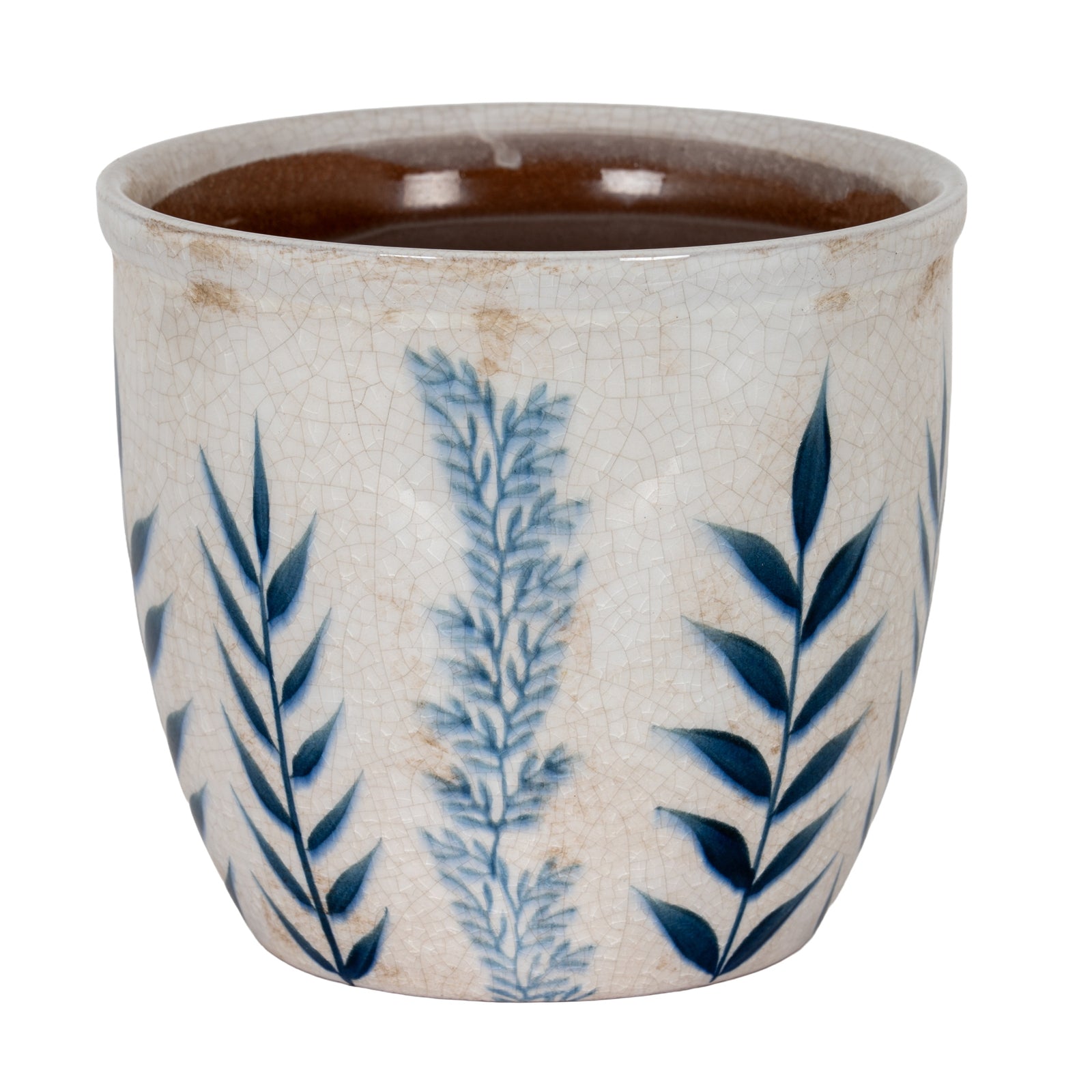Small Blue Flora Planter Pot CERAMIC Gifts & Accessories in white styled interior setting, luxury home decor