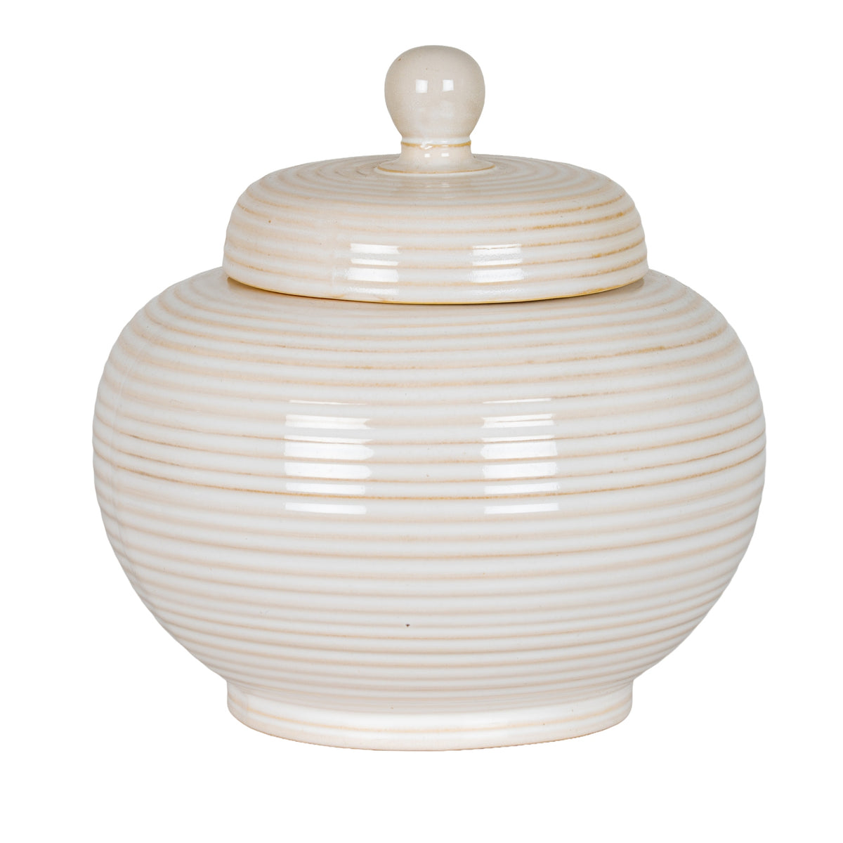 Neva Large Lidded Ceramic Jar in white